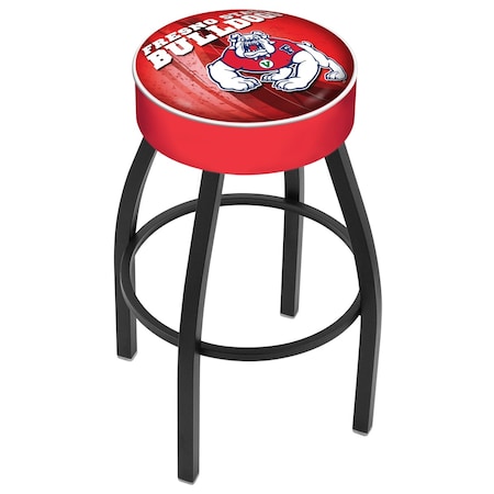 Holland Bar Stool Co 30" 4" Fresno State Cushion Seat, Blk Wrinkle Base Swivel Bar Stool L8B130FresSt-D2